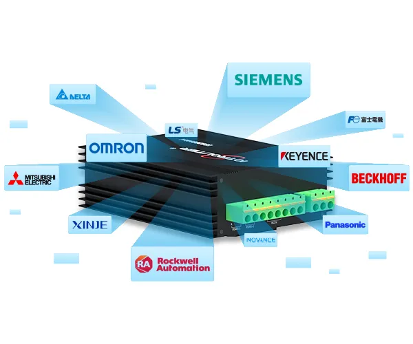 Wide PLC Compatibility - Millisecond-Level Data Acquisition -  Supports communication with major PLC brands such as Siemens, Mitsubishi (MELSEC), Omron, Allen-Bradley, Beckhoff, Inovance, Keyence, Panasonic, Delta, and more, enabling fast PLC data acquisition for edge applications. You can consult with the customer service for a list of the specific PLC protocol models_cost-effective industrial PLC gateway