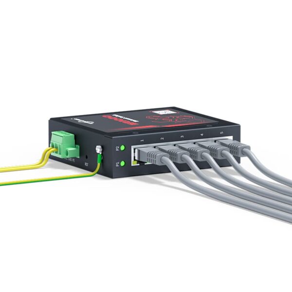 The ER1000 industrial switch features a full Gigabit port design, ensuring high-speed and stable network transmission for industrial equipment