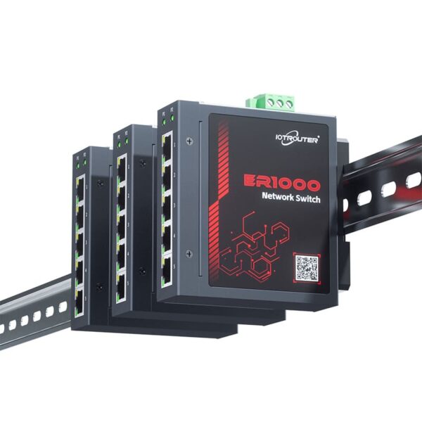 The ER1000 industrial switch features a full Gigabit port design, ensuring high-speed and stable network transmission for industrial equipment