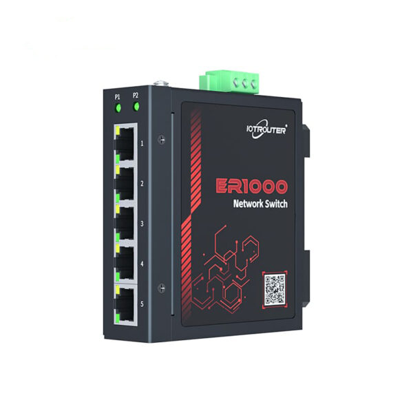 The ER1000 industrial switch features a full Gigabit port design, ensuring high-speed and stable network transmission for industrial equipment