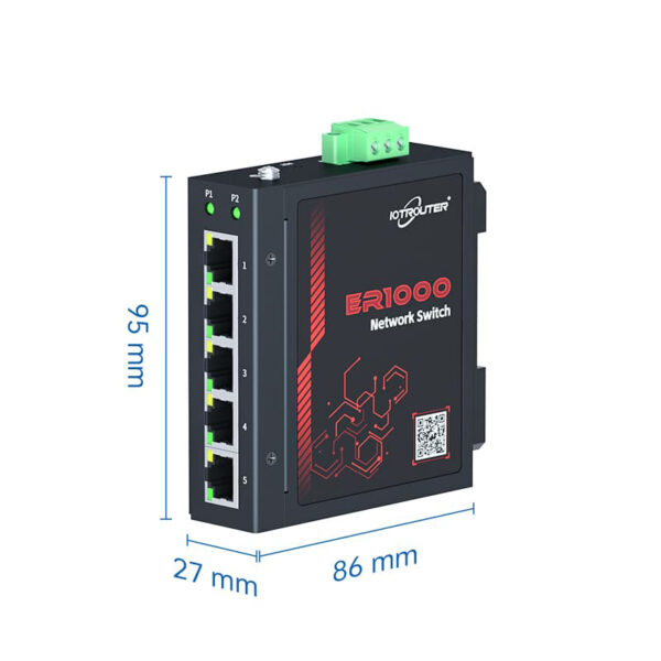 The ER1000 industrial switch features a full Gigabit port design, ensuring high-speed and stable network transmission for industrial equipment