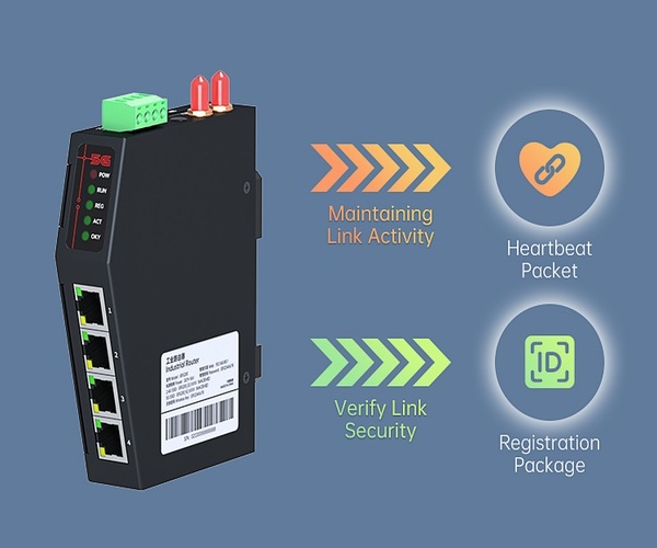 ER5200 5G Industrial Cellular Router with DTU Function 2 Heartbeat & Registration Packet-ER5200 5G Industrial Cellular Router with DTU Function