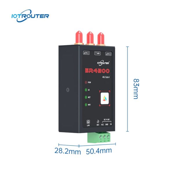 ER4200 is a 4G Cat.4 WiFi6 Industrial Routerfrom IOTRouter. The device supports DIN35mm standard rail mounting and provides dual 4G antenna version and single 4G antenna version to meet the needs of different scenarios. Suitable for intelligent monitoring, industrial automation, smart city and other harsh environments.