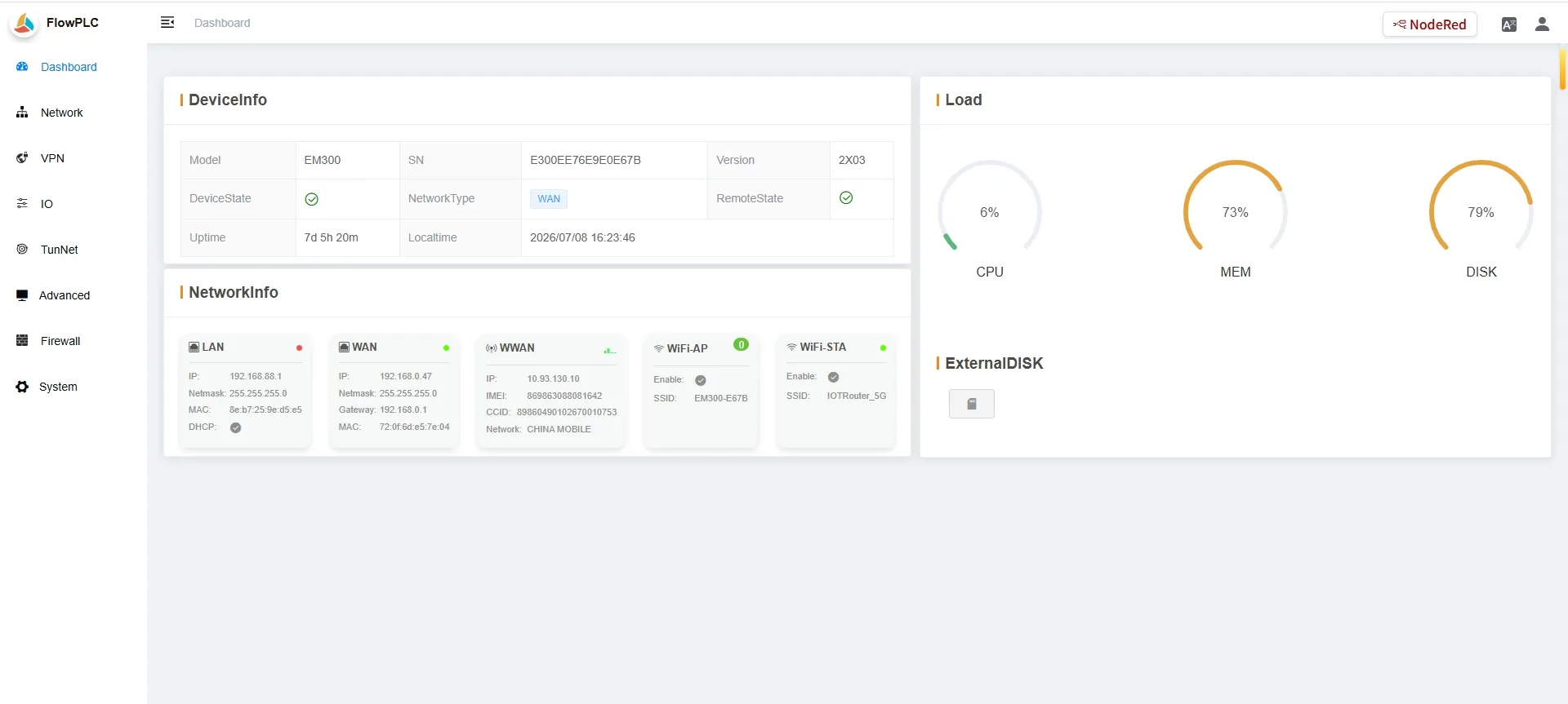 Edge Computing PLC Gateway with Node-RED 14 management system - EM300