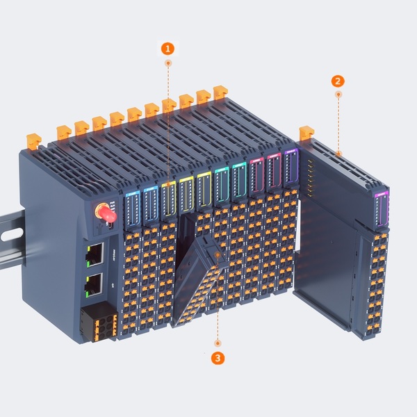 EM100 ESP32-S3 Edge PLC Controller with Modular I/O 1 EM100 modular hardware architecture